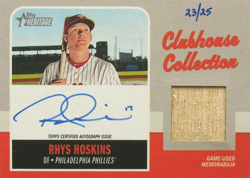 2019 Topps Heritage Baseball Clubhouse Collection Autograph Rhys Hoskins