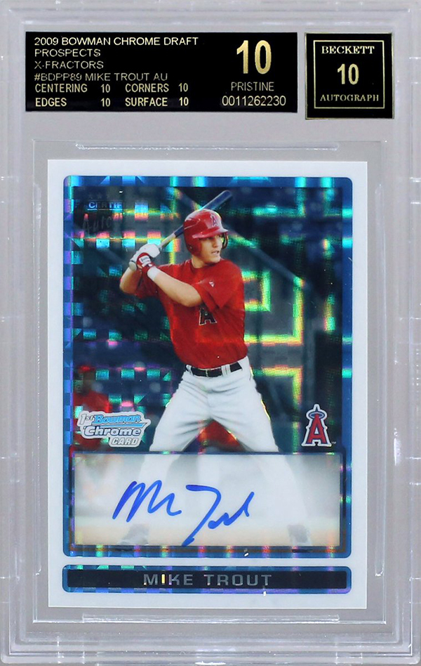 BGS 10 Black Label 2009 Bowman Chrome Mike Trout X-Fractor Auto