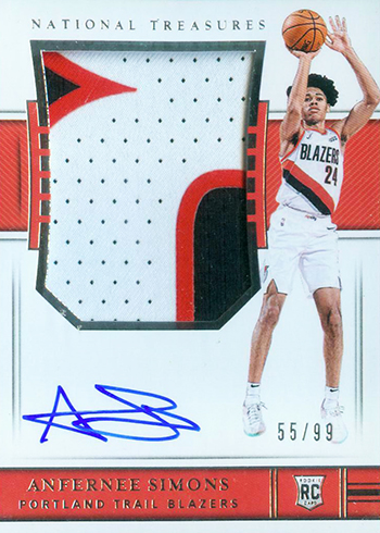 2018-19 Panini National Treasures Basketball Anfernee Simons Rookie Patch Autograph