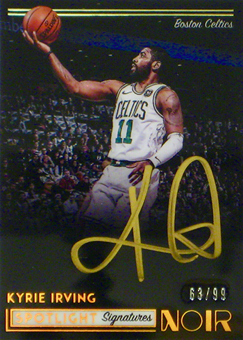 2018-19 Panini Noir Basketball Spotlight Signatures Vertical Kyrie Irving