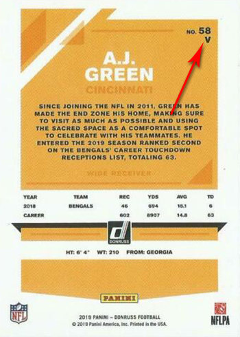 2019 Donruss Football Variations 58 AJ Green Reverse