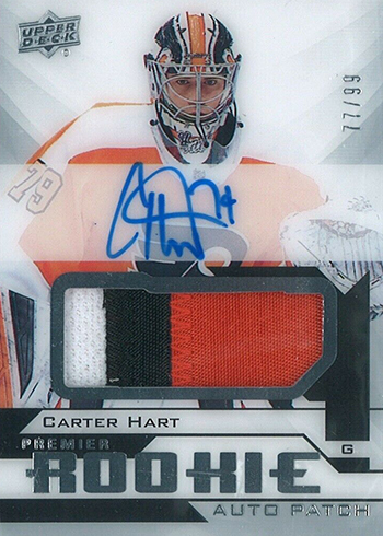 2018-19 Upper Deck Premier Hockey Premier Rookie Auto Patch Carter Hart