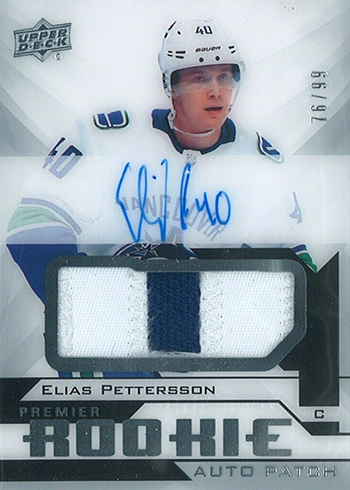 2018-19 Upper Deck Premier Hockey Premier Rookie Auto Patch Elias Pettersson