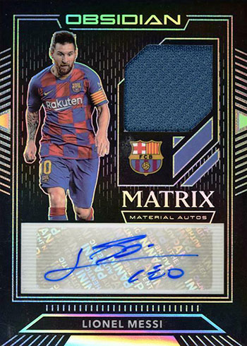 2019-20 Panini Obsidian Soccer Matrix Material Autographs Lionel Messi