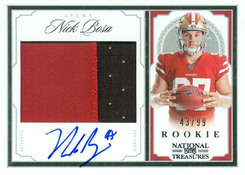 2019 Panini National Treasures Football Crossover Rookie Patch Autographs Nick Bosa