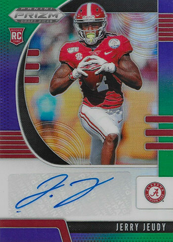 2020 Panini Prizm Draft Picks Football Purple and Green Autographs Jerry Jeudy