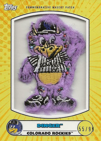 2020 Topps Opening Day Baseball Mascot Patch Cards Dinger