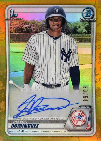 2020 Bowman Chrome Autographs Jasson Rodriguez Gold Refractor
