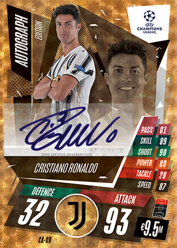 2020-21 Topps Chrome UEFA Champions League Match Attax Autographs Cristiano Ronaldo Superfractor