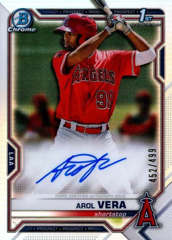 2021 Bowman Chrome Autographs Arol Vera Refractor