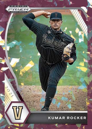 2021 Panini Prizm Draft Picks Baseball Burgundy Cracked Ice Kumar Rocker