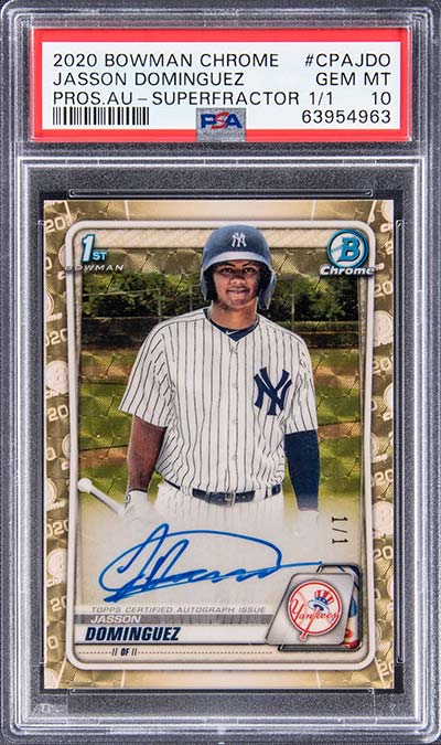 2020 Bowman Chrome Jasson Dominguez Superfractor Sells for $474,000