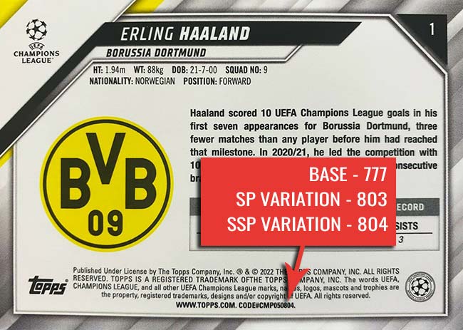 2021-22 Topps UEFA Champions League Variations Guide, SSP Gallery