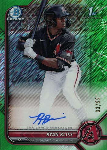 2022 Bowman Chrome Autographs Ryan Bliss Green Shimmer Refractor