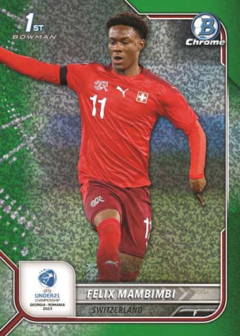 2022 Bowman Chrome Road to UEFA U21 Euros Green Mini-Diamonds Refractor Felix Mambimbi