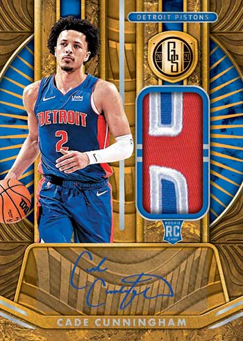 2021-22 Panini Chronicles Basketball Gold Standard Rookie Patch Autograph Cade Cunningham