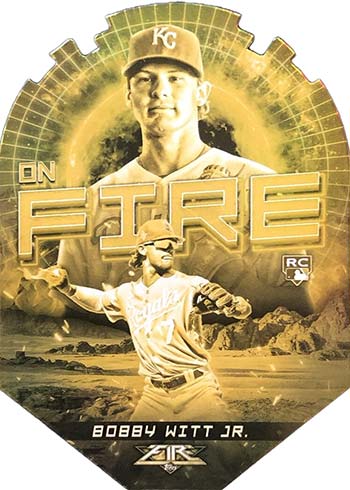 2022 Topps Fire Baseball On Fire Gold Minted Bobby Witt Jr.