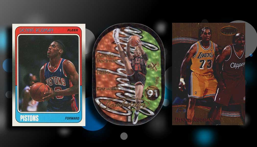 rare dennis rodman cards Dennis Rodman 1997-98 Topps Finest Test Refractor Gold /289 – Basketball  Card Guy main image 1