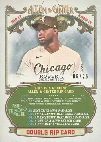 2022 Topps Allen & Ginter Baseball Dual Rip Card Luis Robert / Eloy Jimenez