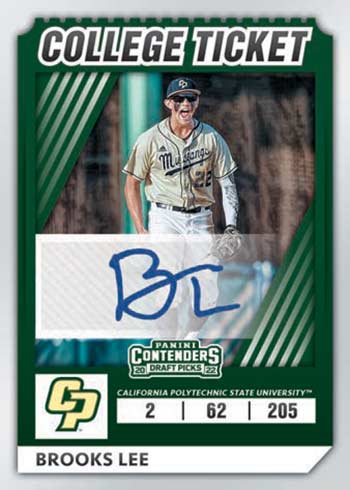 2022 Elite Extra Edition Baseball Contenders College Ticket Autograph