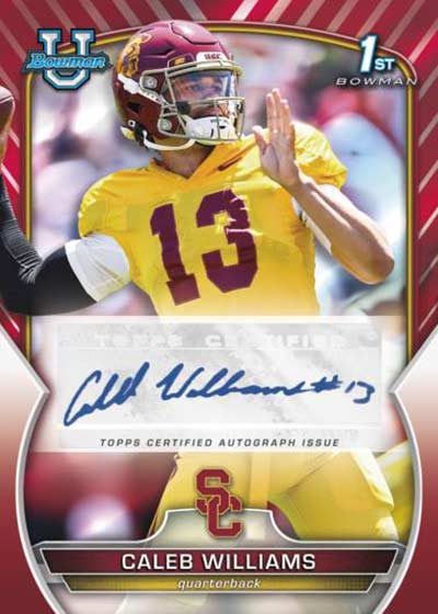 2022 Bowman Chrome University Football Autographs Red Refractors Caleb Williams