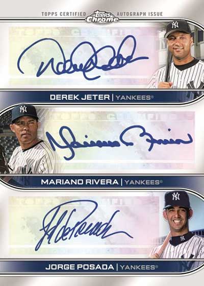 2022 Topps Chrome Sonic Baseball Triple Autograph Jeter Rivera Posada