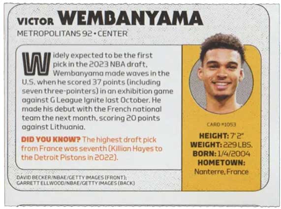 2023 SI Sports Illustrated For Kids 1053 Victor Wembanyama Rookie RC PSA 4  VG-EX