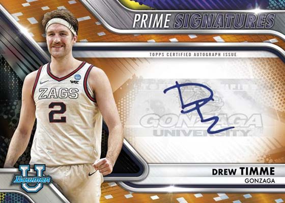 2022-23 Bowman Chrome University Basketball Prime Signatures Drew Timme