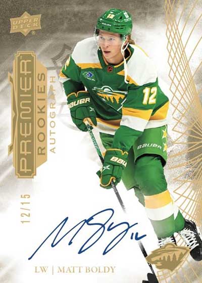 2022-23 Upper Deck Premier Hockey Rookie Autograph Gold Matt Boldy