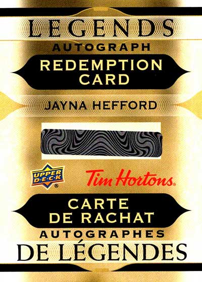 2023 Upper Deck Tim Hortons Legends Hockey Jayna Hefford Autograph Redemption