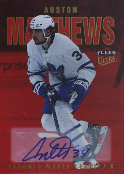 2021-22 Fleer Ultra Hockey Red Rainbow Foil Autographs Auston Matthews
