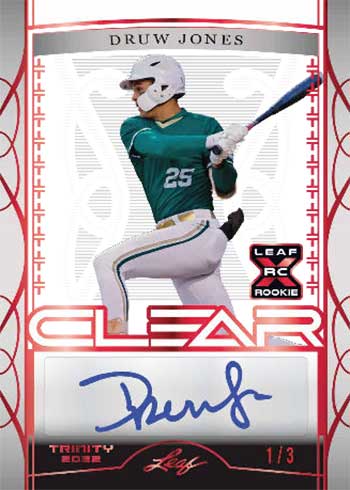 2022 Leaf Trinity Baseball Clear Autographs Druw Jones