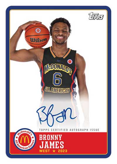 2023 Topps Chrome McDonald's All-American Basketball Bronny James Autograph