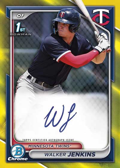 2023 Bowman Baseball Chrome Prospect Autographs Yellow Refractors Walker Jenkins