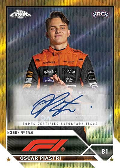 2023 Topps Chrome Formula 1 Autographs Gold Wave Refractors Oscar Piastri