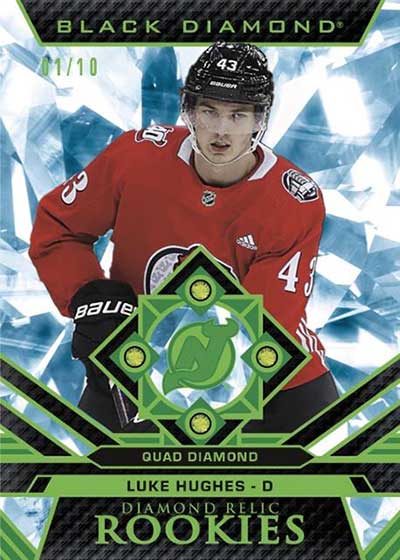 2023-24 Upper Deck Black Diamond Hockey Diamond Relic Rookies Emerald Luke Hughes