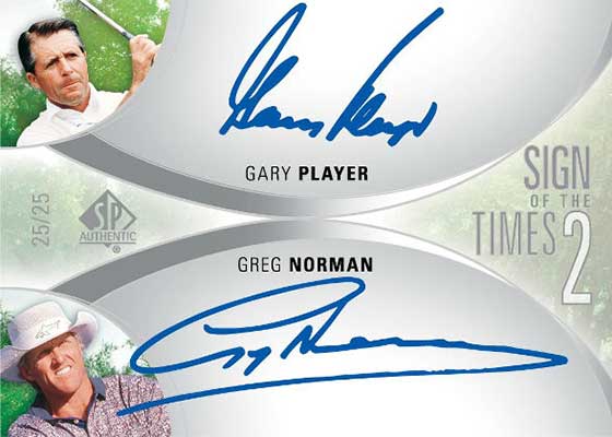 2024 Upper Deck Portfolio Golf SP Authentic Sign of the Times 2 Gary Player Greg Norman