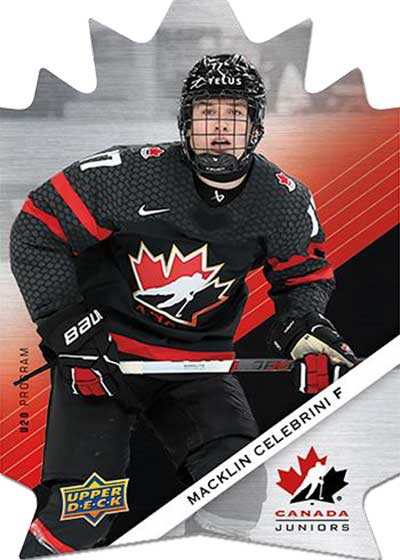 2024 Upper Deck Team Canada Juniors Team Canada Logo Metal Die-Cut Macklin Celebrini