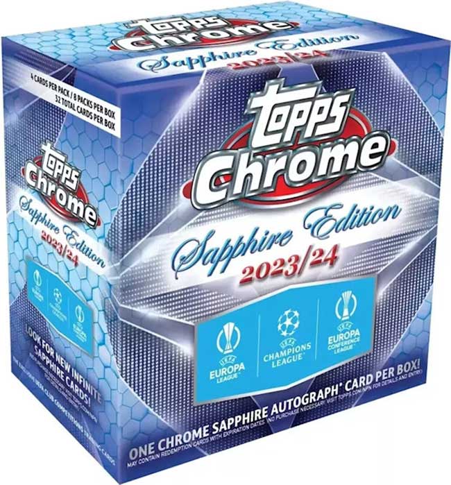 202324 Topps Chrome Sapphire UEFA Checklist, Teams, Box Info