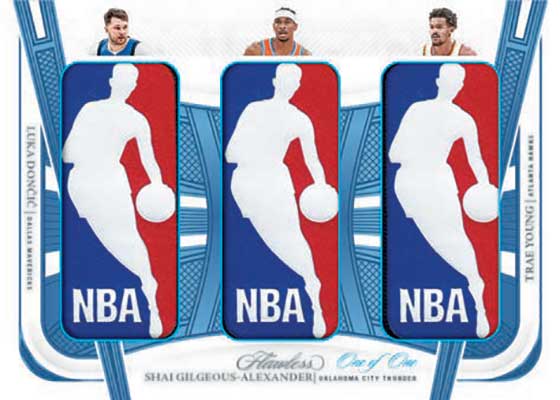 2023-24 Panini Flawless Basketball Triple Logoman Luka Doncic Shai Gilgeous-Alexander Trae Young