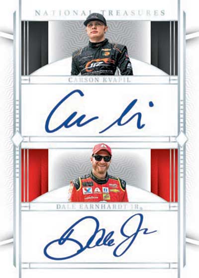 2024 Panini National Treasures NASCAR Racing Dual Autographs Dale Earnhardt Jr Carson Kvapil