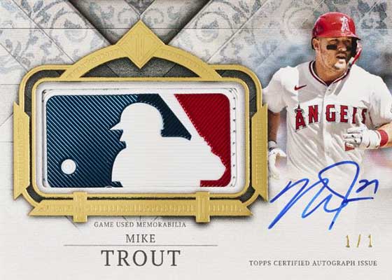 2024 Topps Transcendent Baseball MLB Logo Patch Autographs Mike Trout