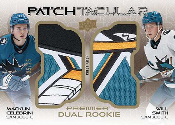 2024-25 Upper Deck Premier Hockey Rookie Patch-Taculars Macklin Celebrini Will Smith