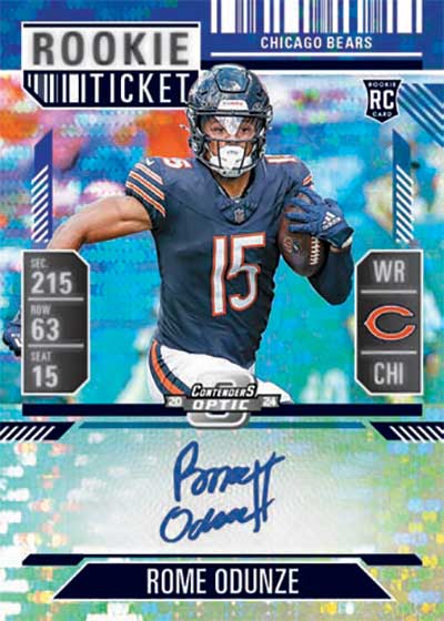 2024 Panini Contenders Optic Football Rookie Ticket RPS Autographs Blue Rome Odunze