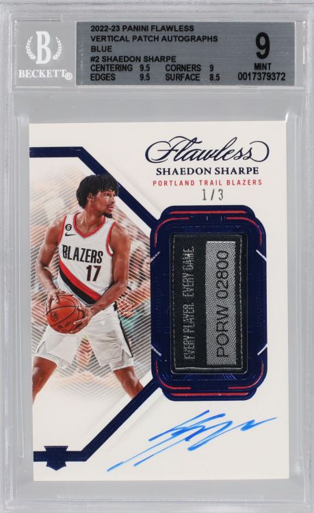 Graded: 2022-23 Panini Flawless Vertical Patch Autographs Blue #2
