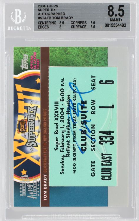 Topps Super Bowl XXXVIII Tom Brady Signed Ticket Stub Sells at